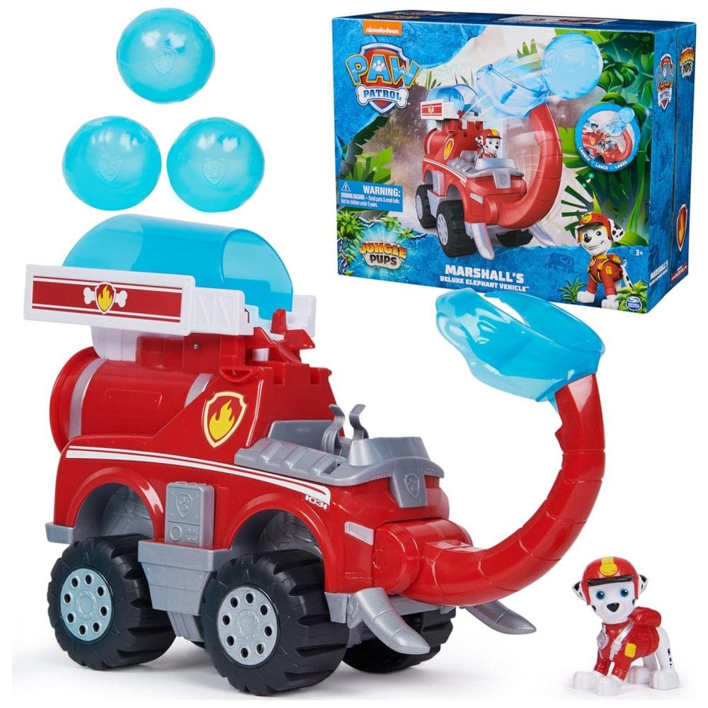 Caminhão de Bombeiros Marshall Elephant com Lançador de Projéteis e Boneco de Ação para Crianças Acima de 3 Anos, Patrulha Canina