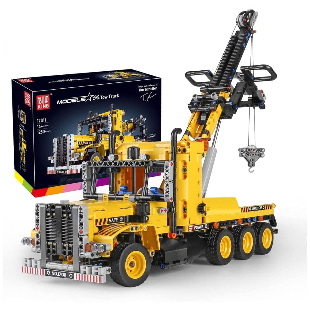 Kit de Construção Caminhão de Reboque com 1250 Peças para Crianças e Adultos, Mould King, Amarelo