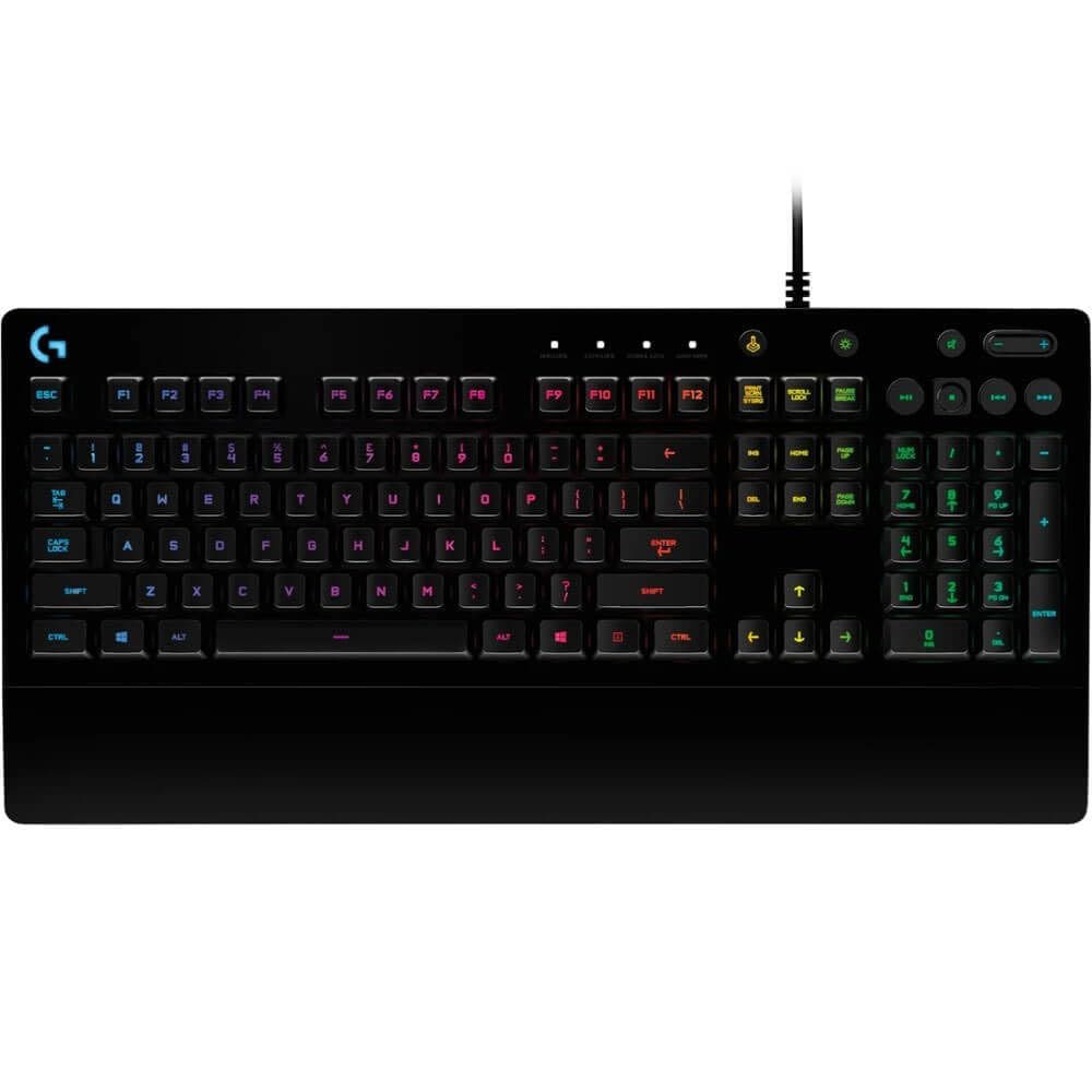 Teclado para jogos Logitech G213 com fio e controles de mídia preto