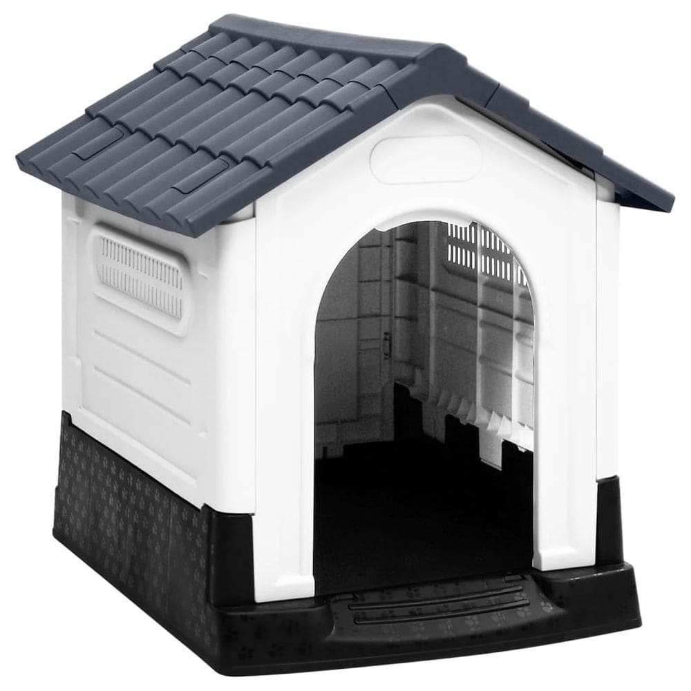 Dog House vidaXL cinza, branco, preto Polipropileno pequeno