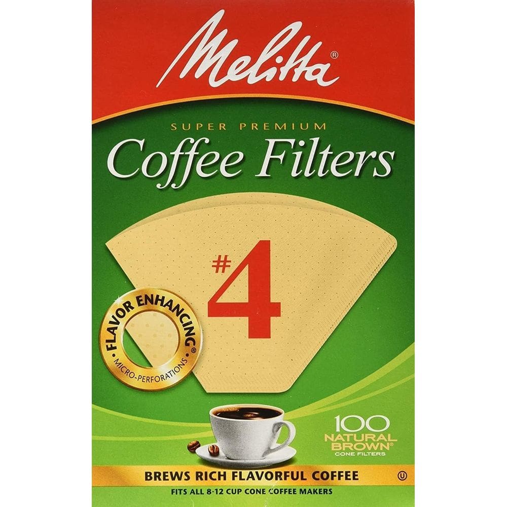 Filtros de café Melitta #4 Cone 100 Count Unbleached Brown