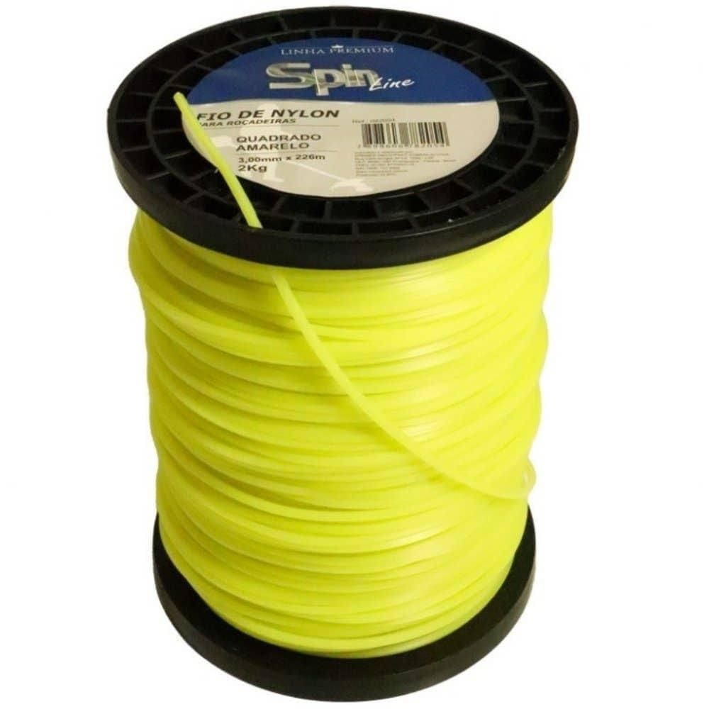 Fio de Nylon 3,0 mm Quadrado para Roçadeira Bobina 2 KG 226 Metros Amarelo VULCAN