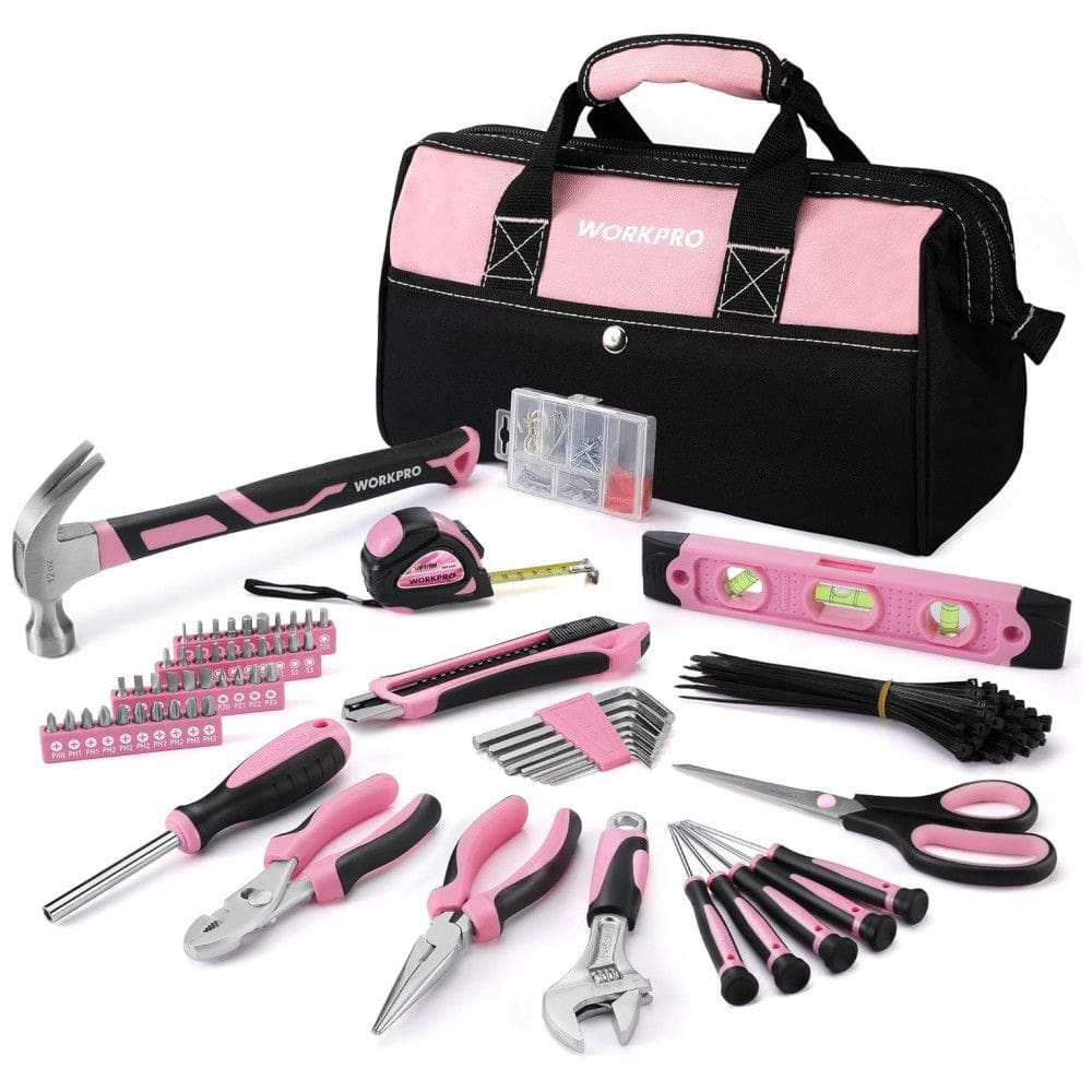 Kit de Ferramentas com Maleta de Transporte, 106 Peças, WORKPRO 8542034906, Rosa