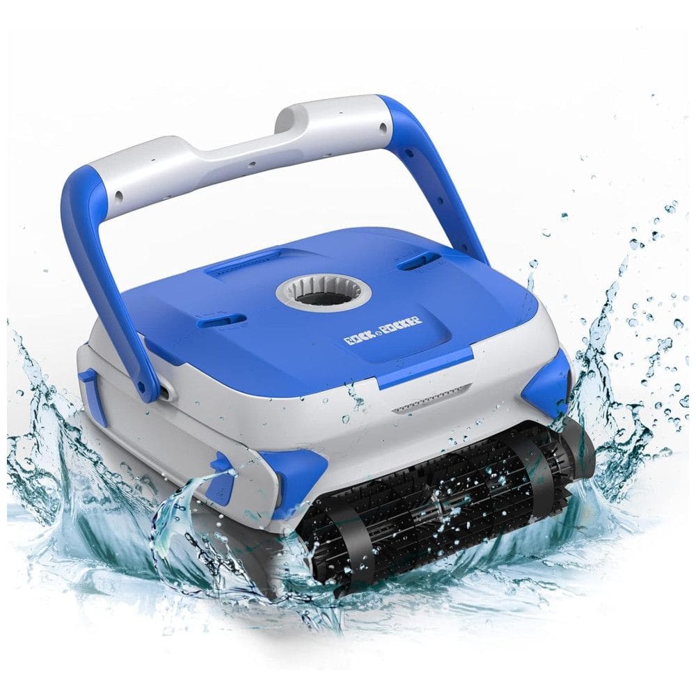 Robô Aspirador de Piscina Automático com Cabo, Função Escala Parede e 2 Cestas de Filtro para Piscinas de 120m2, 110V, Rock&Rocker, Azul