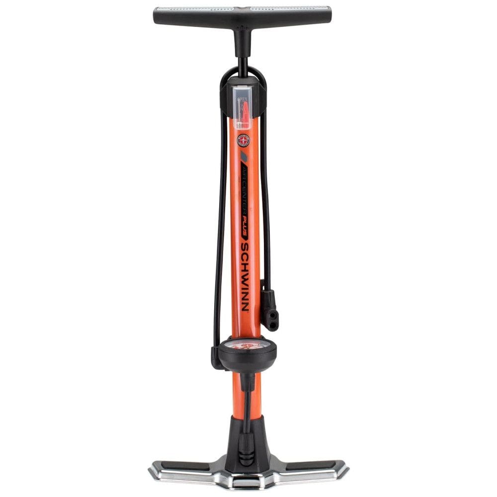 Schwinn Bomba de Piso Ergonômica para Bicicleta com Medidor e Válvula Inteligente 120 PSI, Laranja