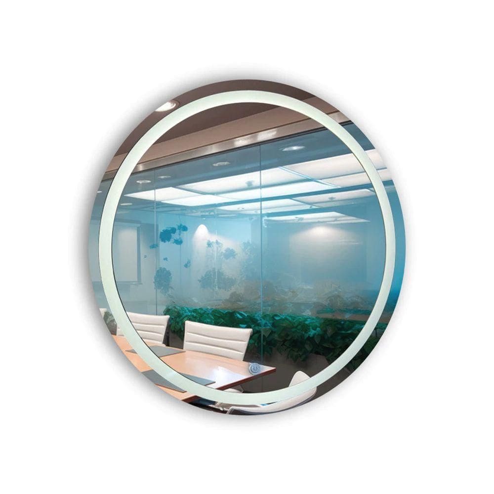 Espelho Brillare Redondo Jateado Com 3 Tons De LED e Botão Touch Screen Fonte Slim 90x90