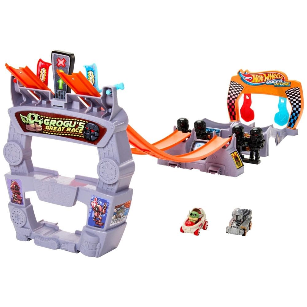 Pista RacerVerse Star Wars com 2 Pilotos Grogu e Mandaloriano para Crianças Acima de 4 Anos, Hot Wheels