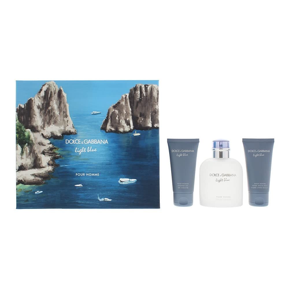 Conjunto de 3 peças de perfume Dolce & Gabbana Light Blue para homens de 125 ml