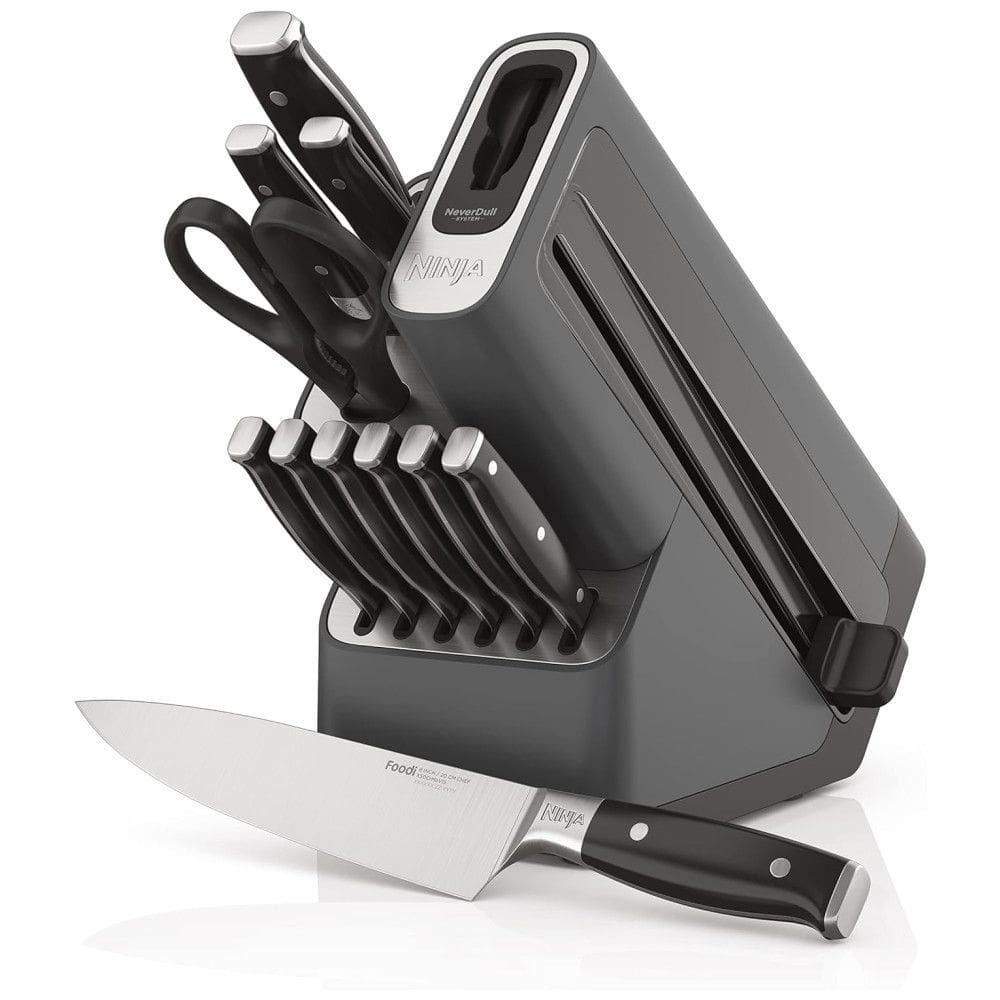 Conjunto de Facas com Afiador Embutido e Bloco de Bancada 12 Peças, NINJA K32012, Preto