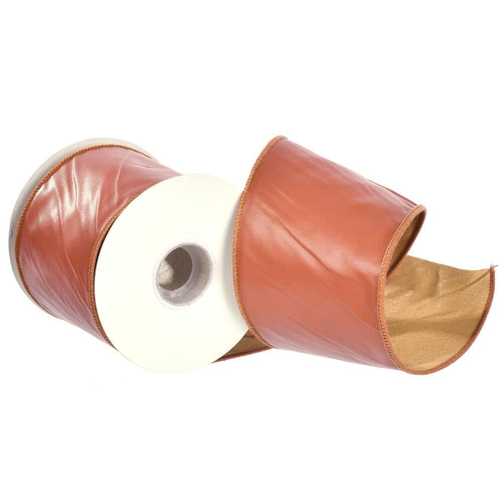 Fita de Natal Vickerman Couro Artificial Marrom 4cm