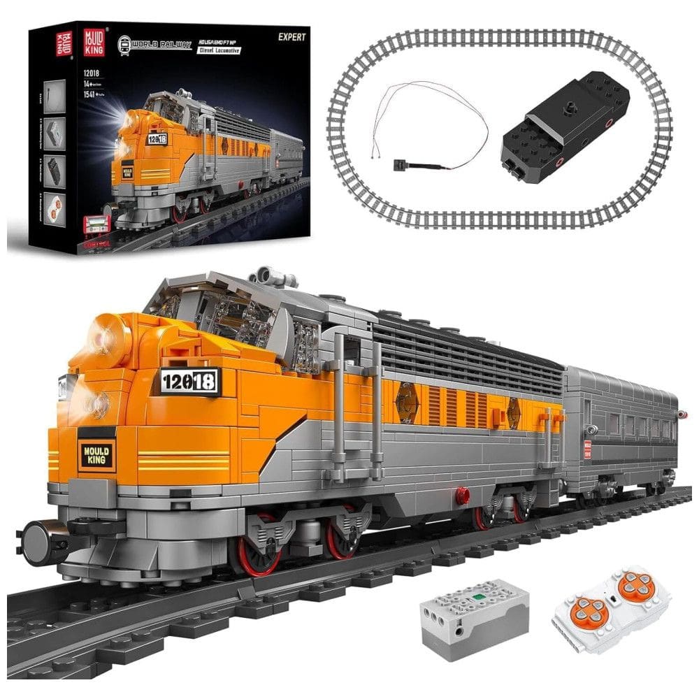 Kit de Construção trem MOC com 1541 Peças e Controle Remoto para Crianças e Adultos, Mould King, Cinza e Laranja