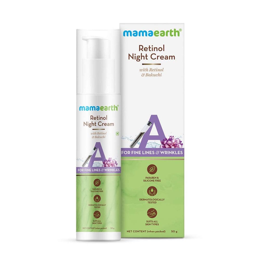 Creme de noite Mamaearth Retinol com Bakuchi 50g antienvelhecimento