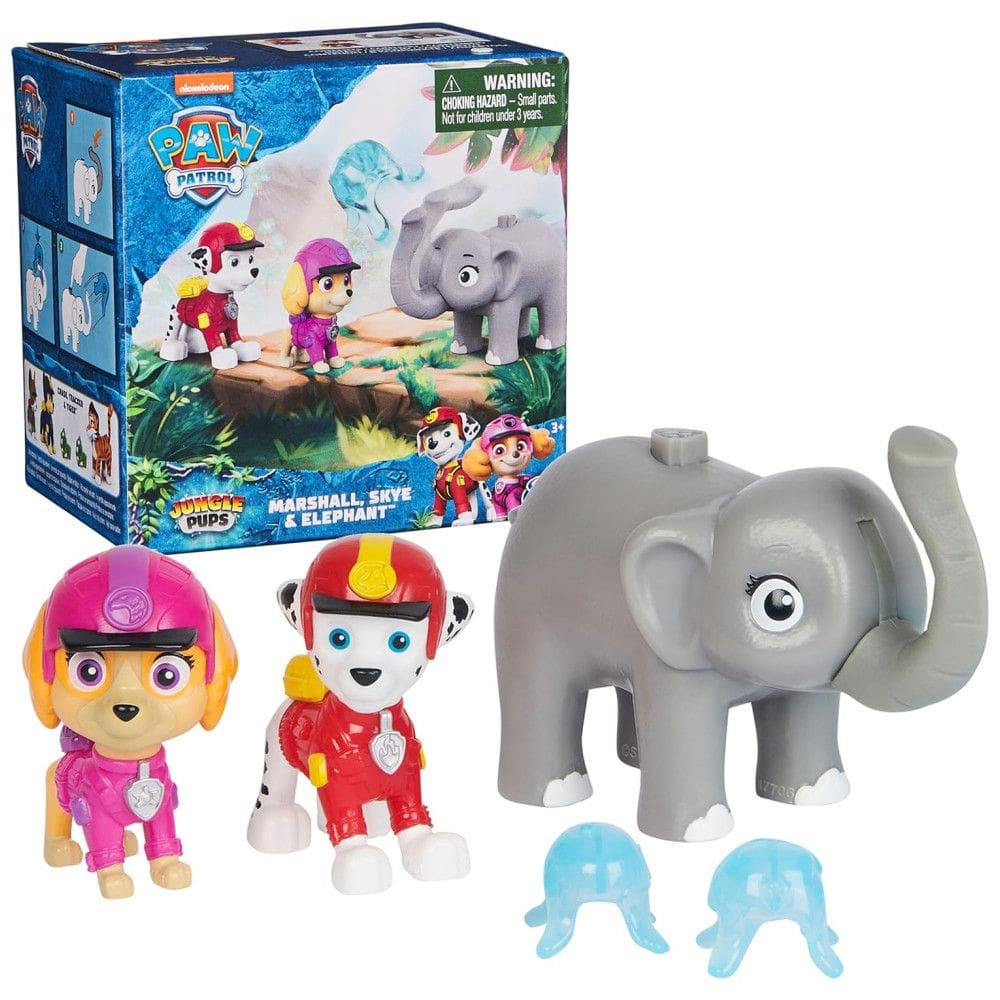Bonecos de Ação Jungle Pups Marshall, Skye e Elephant 5 cm de Altura com Lançador de Projéteis para Crianças Acima de 3 Anos