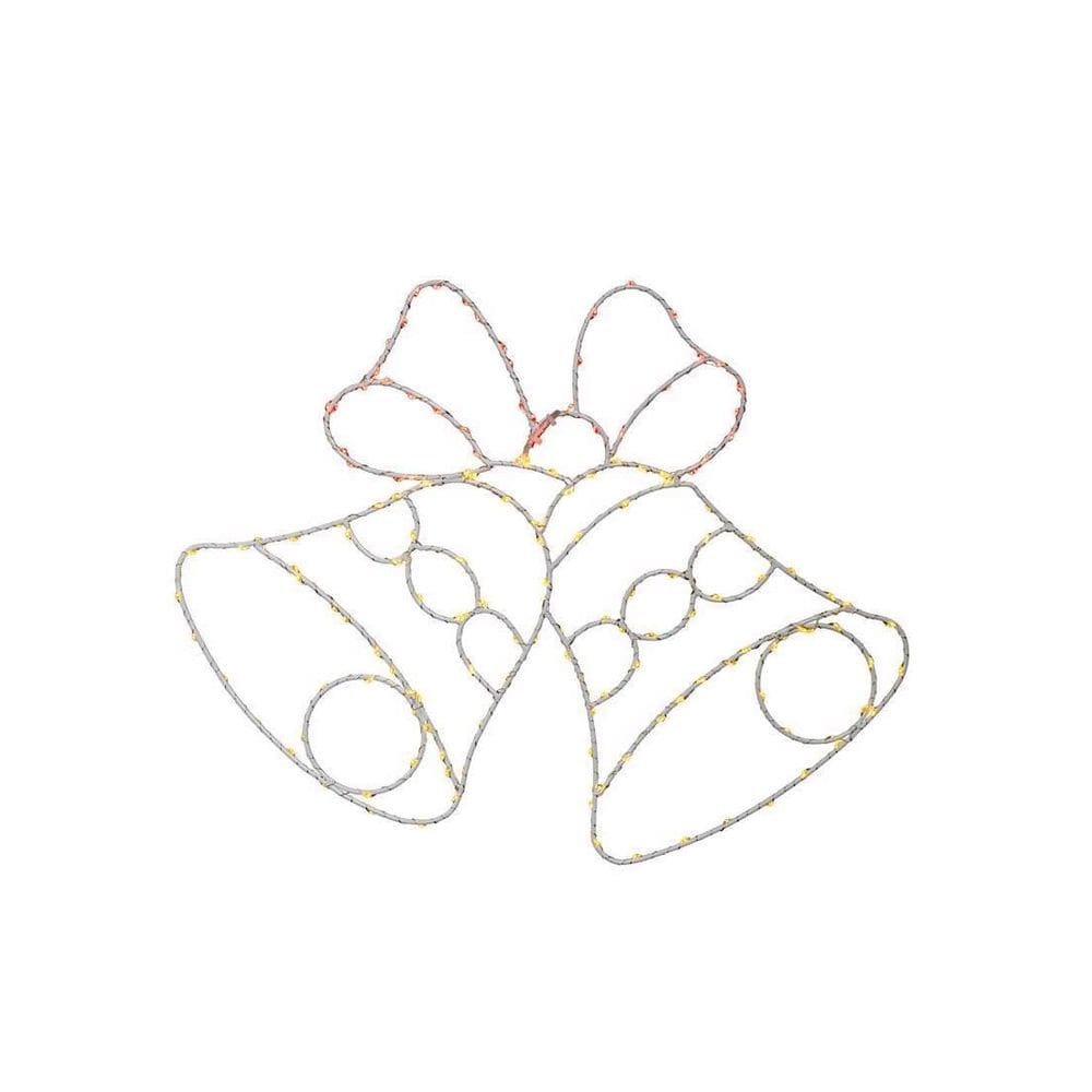 Celebrações de silhuetas de janelas com sinos e arcos iluminados por LED