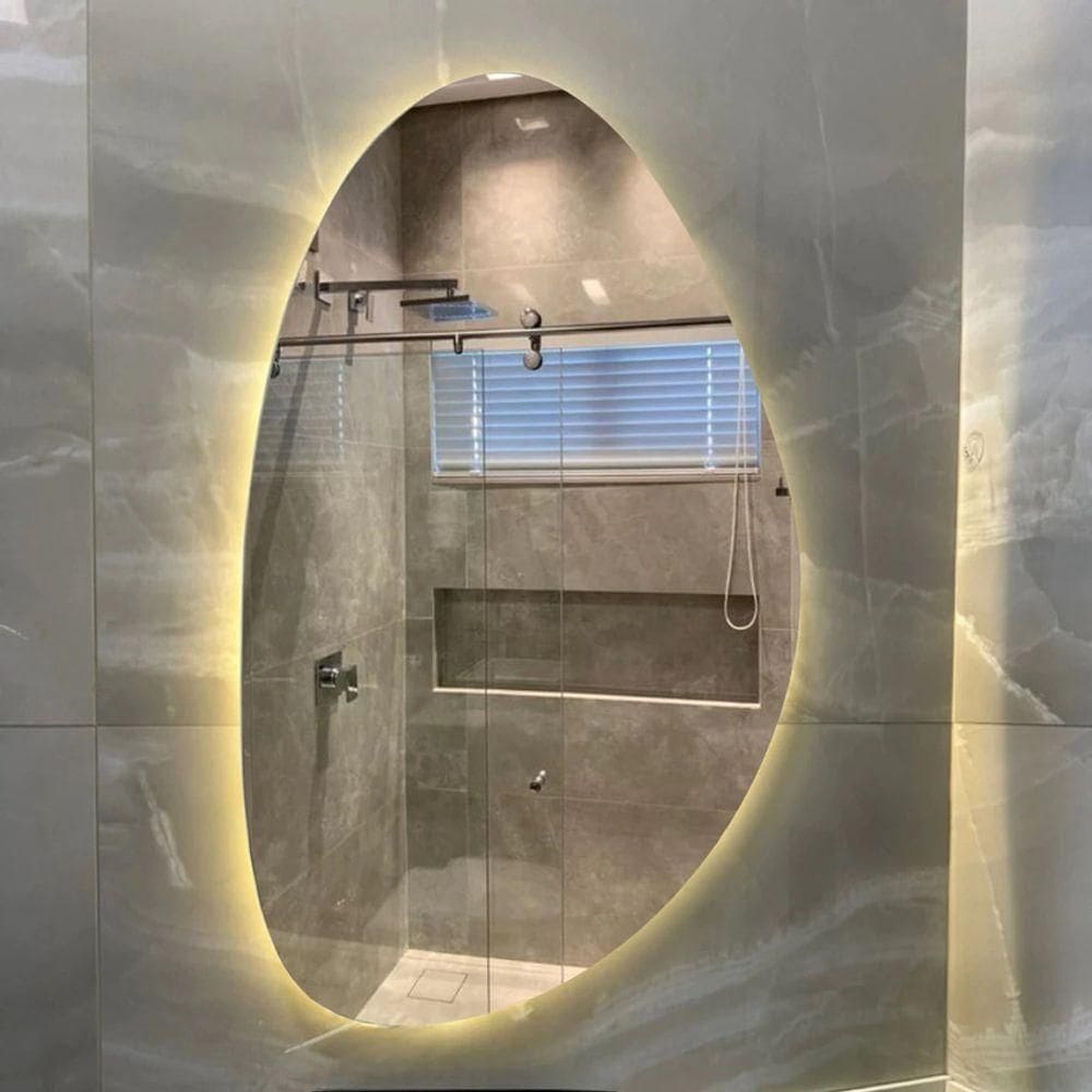 Espelho Orgânico Com LED À Pilha Ou Fonte Decorativo Quente A Fonte 51x80