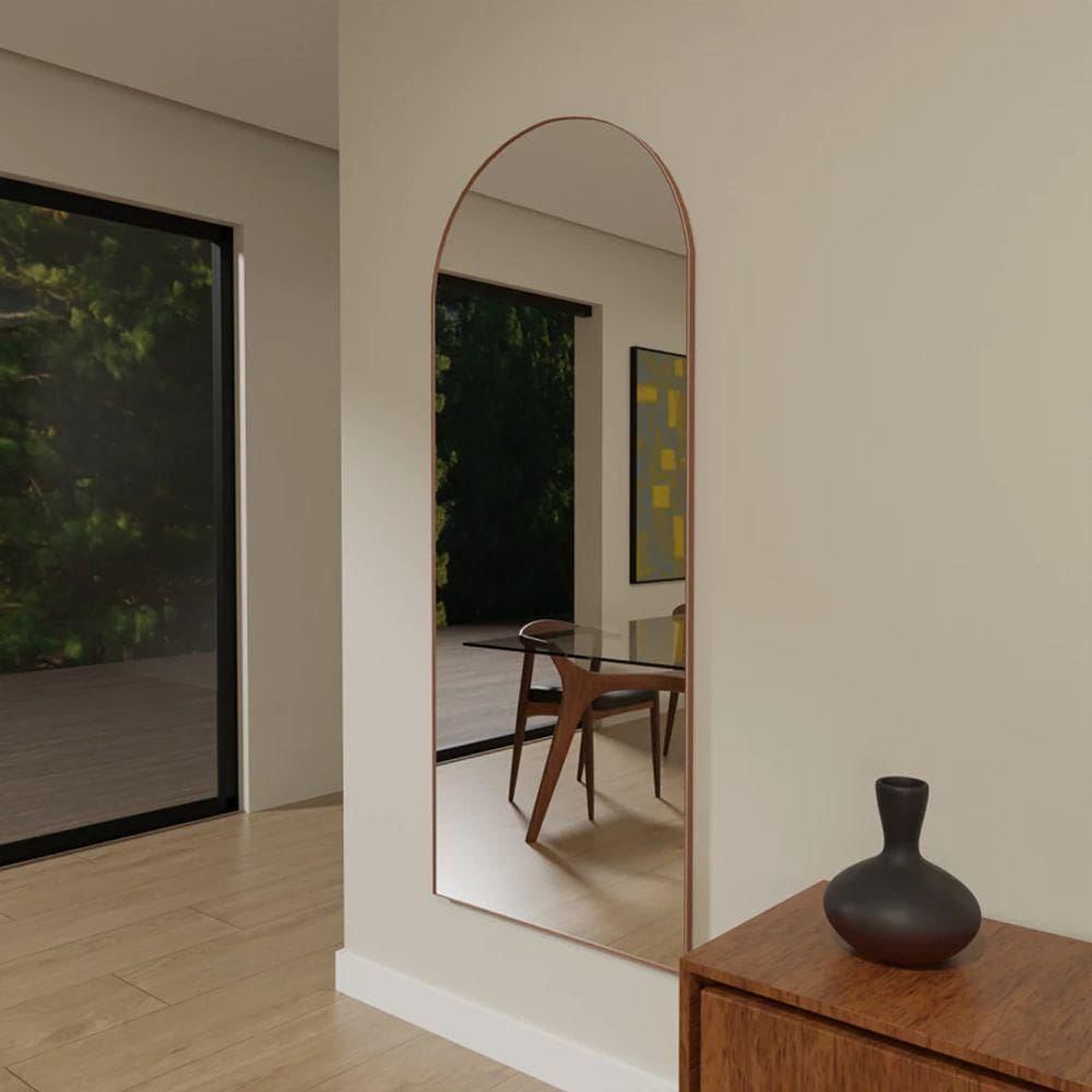 Espelho Janela Moldura em Couro 115cm 150cm 170cm Corpo Inteiro Luxo Com Suporte 150cm x 60cm