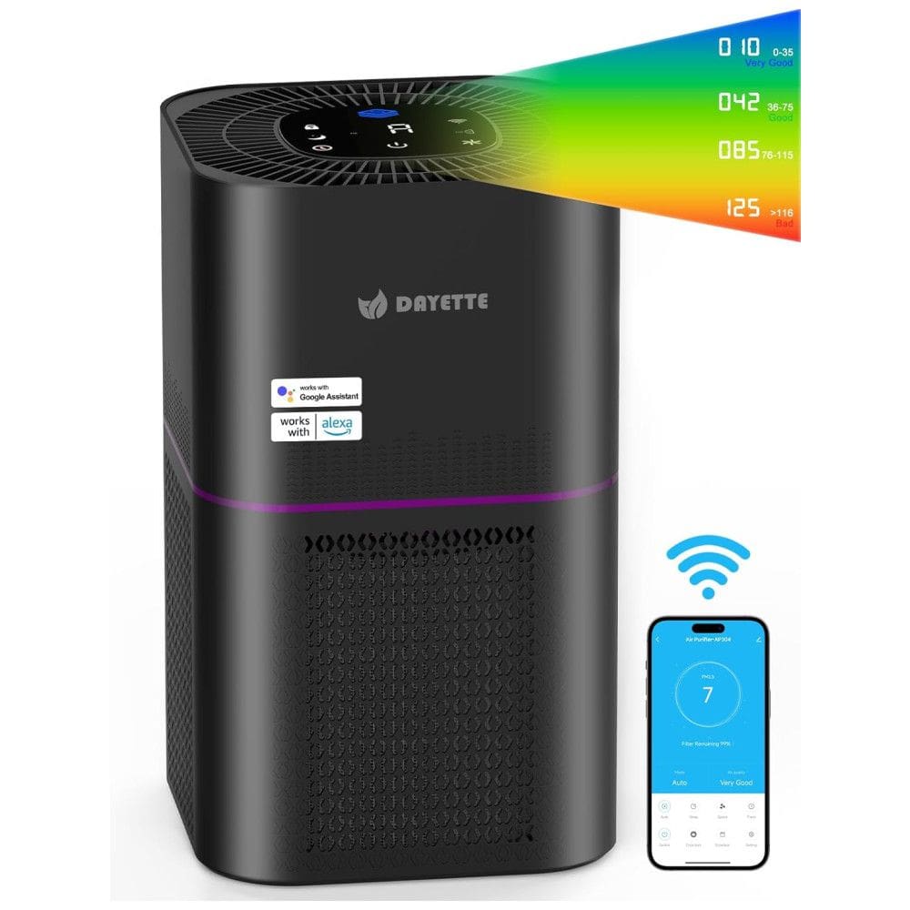 Purificador de Ar para Ambientes até 200m² com Filtro HEPA Ture H13, 4 Velocidades e Controle por APP via WiFi e Compatível com Alexa, 110V