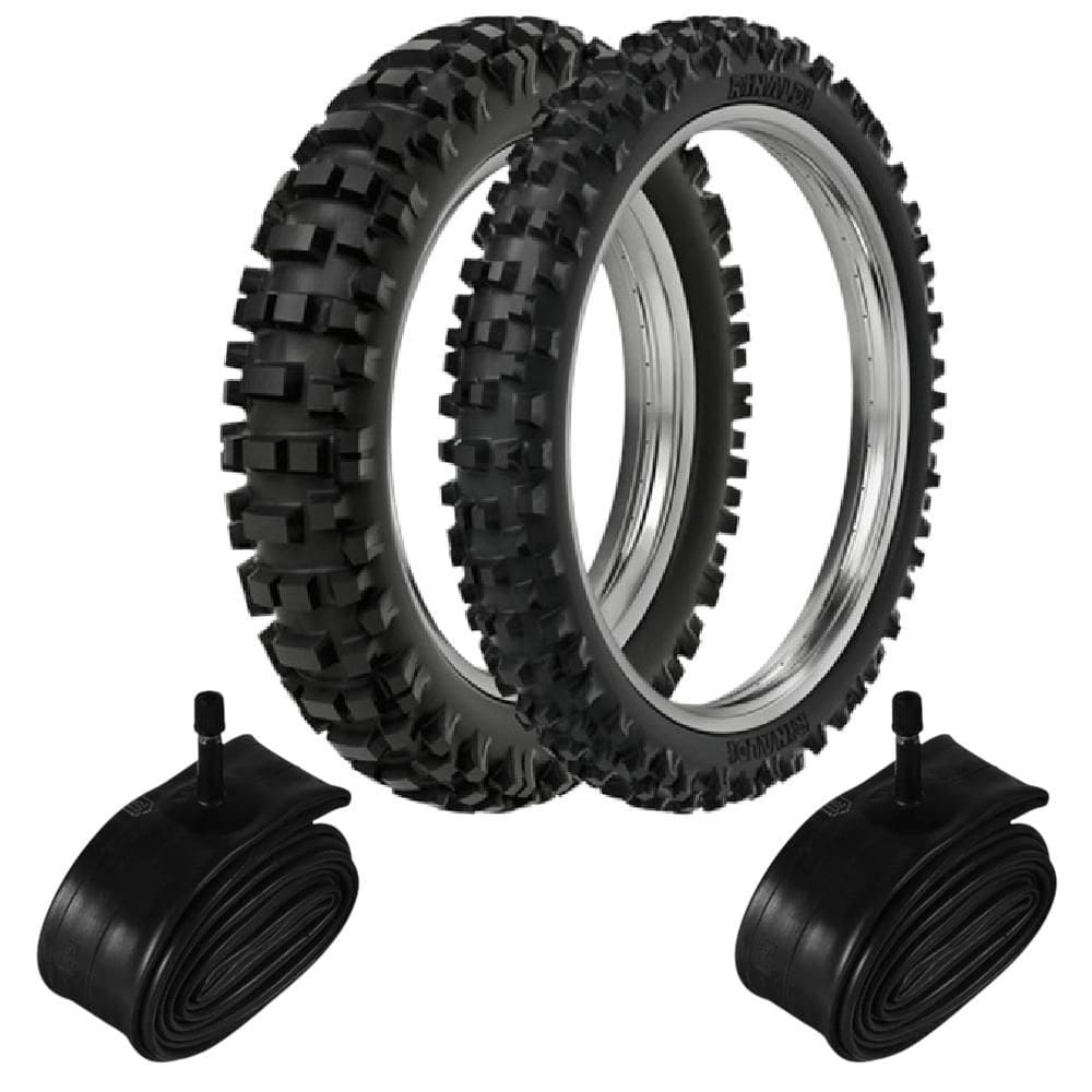 Kit Par Pneu Trilha Biz 125 Pop 110i Sky 125 70/100-17 + 90/100-14 Rmx35 Rinaldi + Câmara