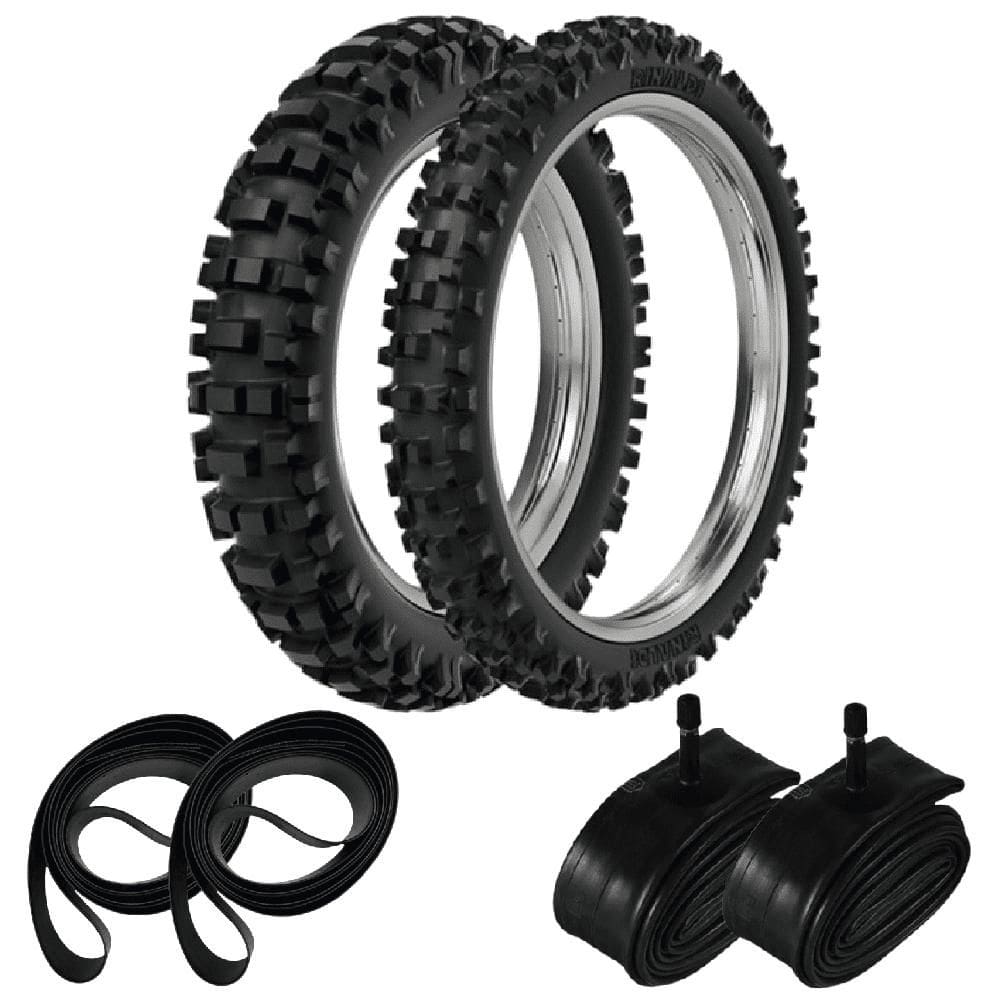 Par Pneu  90/90-21 + 120/90-18 Rmx35 Rinaldi + Câm. + Cinta
