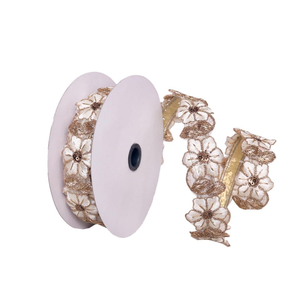 Fita decorativa Vickerman 3,8 cm x 9,1 m Creme-Champagne