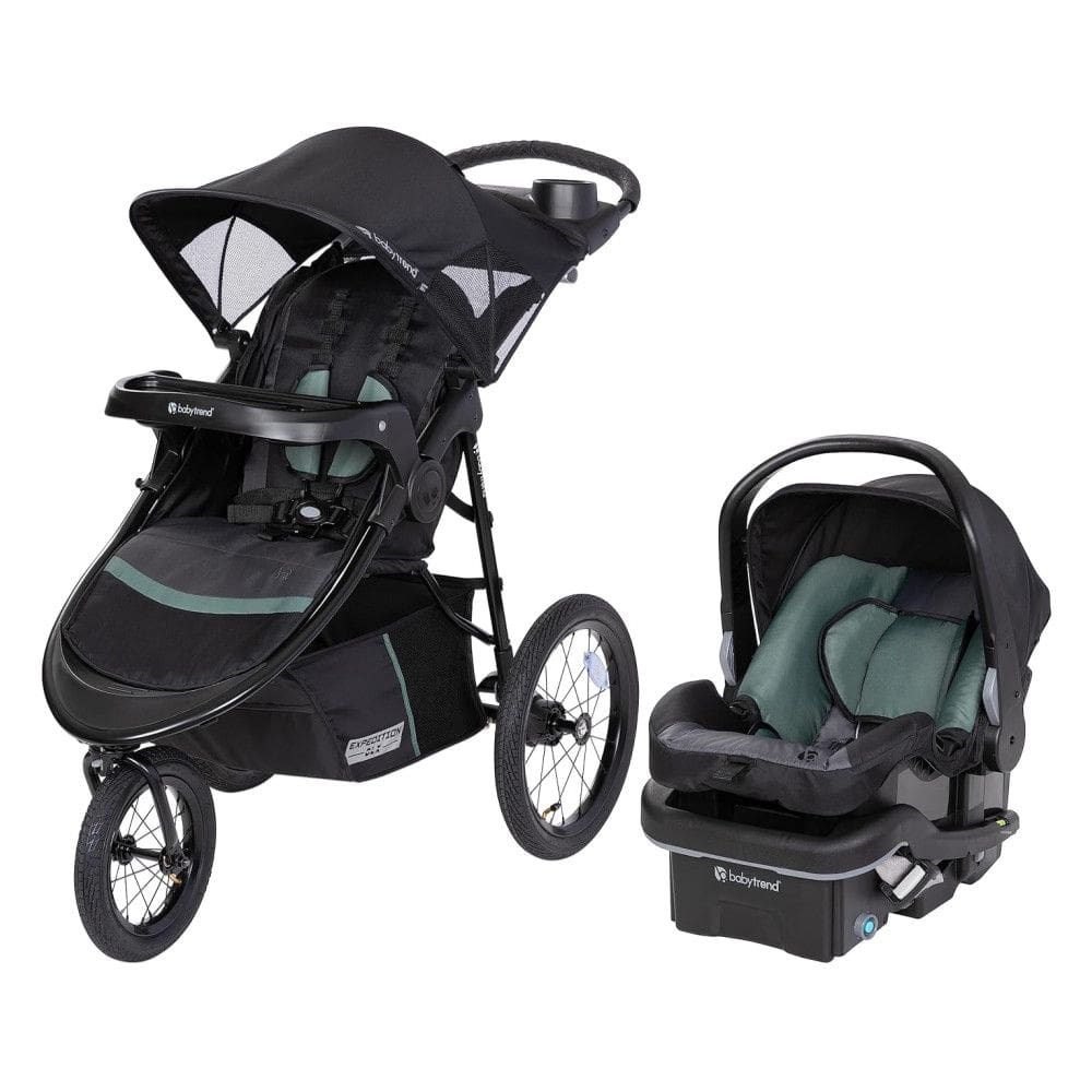 Carrinho de Bebê Travel System com Assento Reclinável em Múltiplas Posições, 2 Porta-Copos e Roda Giratória Frontal Travável, Baby Trend