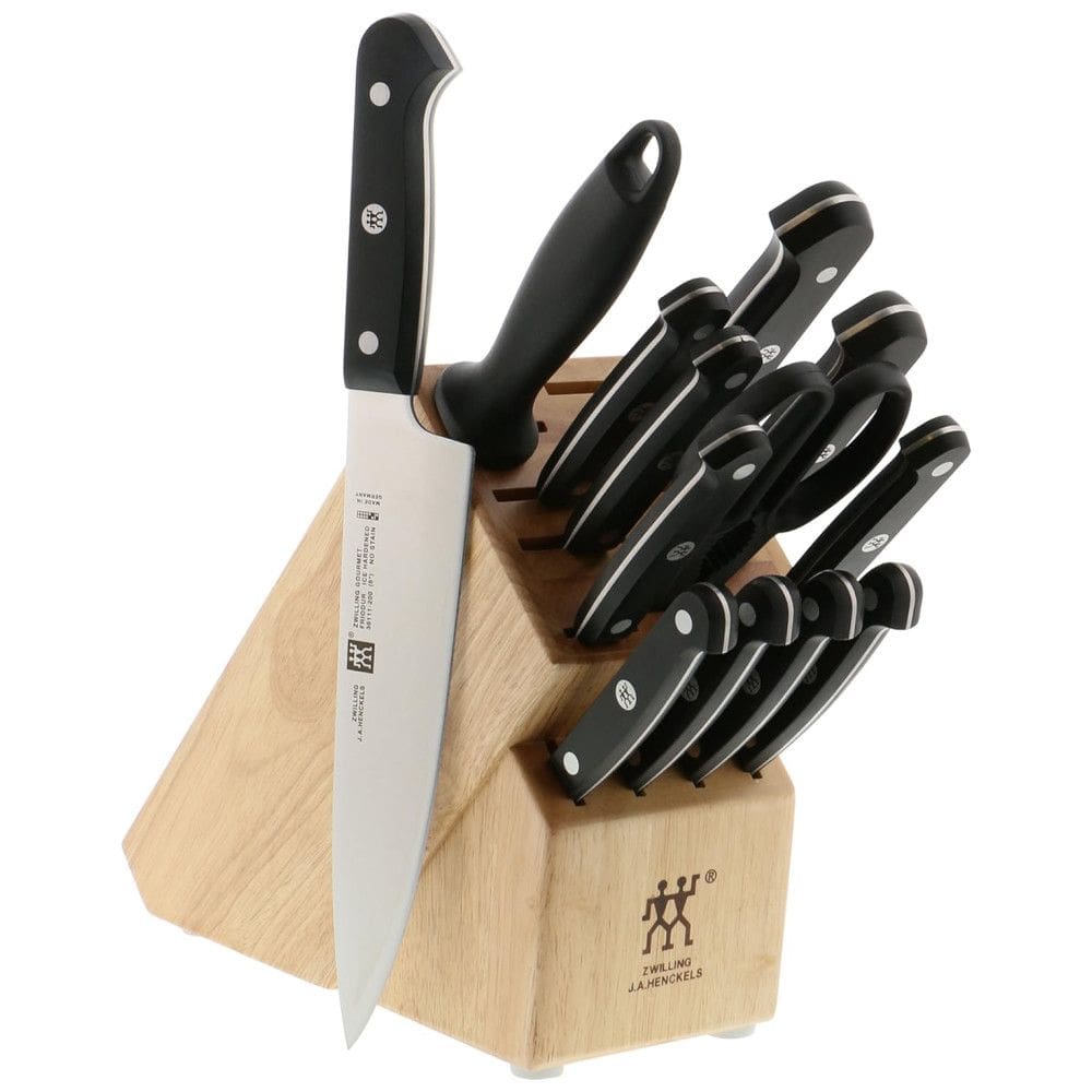 HENCKELS Conjunto de Facas com Afiador Embutido e Bloco de Bancada 14 Peças, ZWILLING 36131 006, Preto