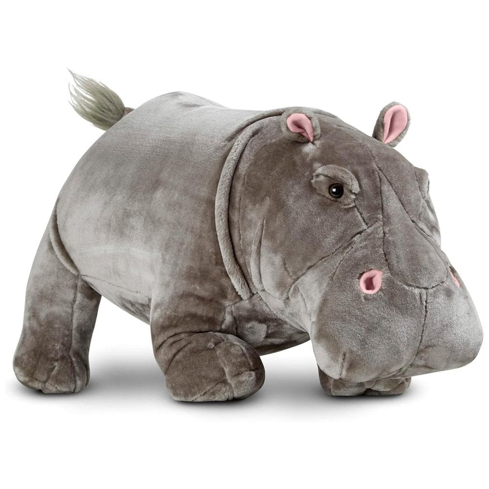 Pelúcia Hipopótamo 60 cm de Comprimento com Design Realista para Crianças Acima de 3 Anos, Melissa & Doug, Cinza