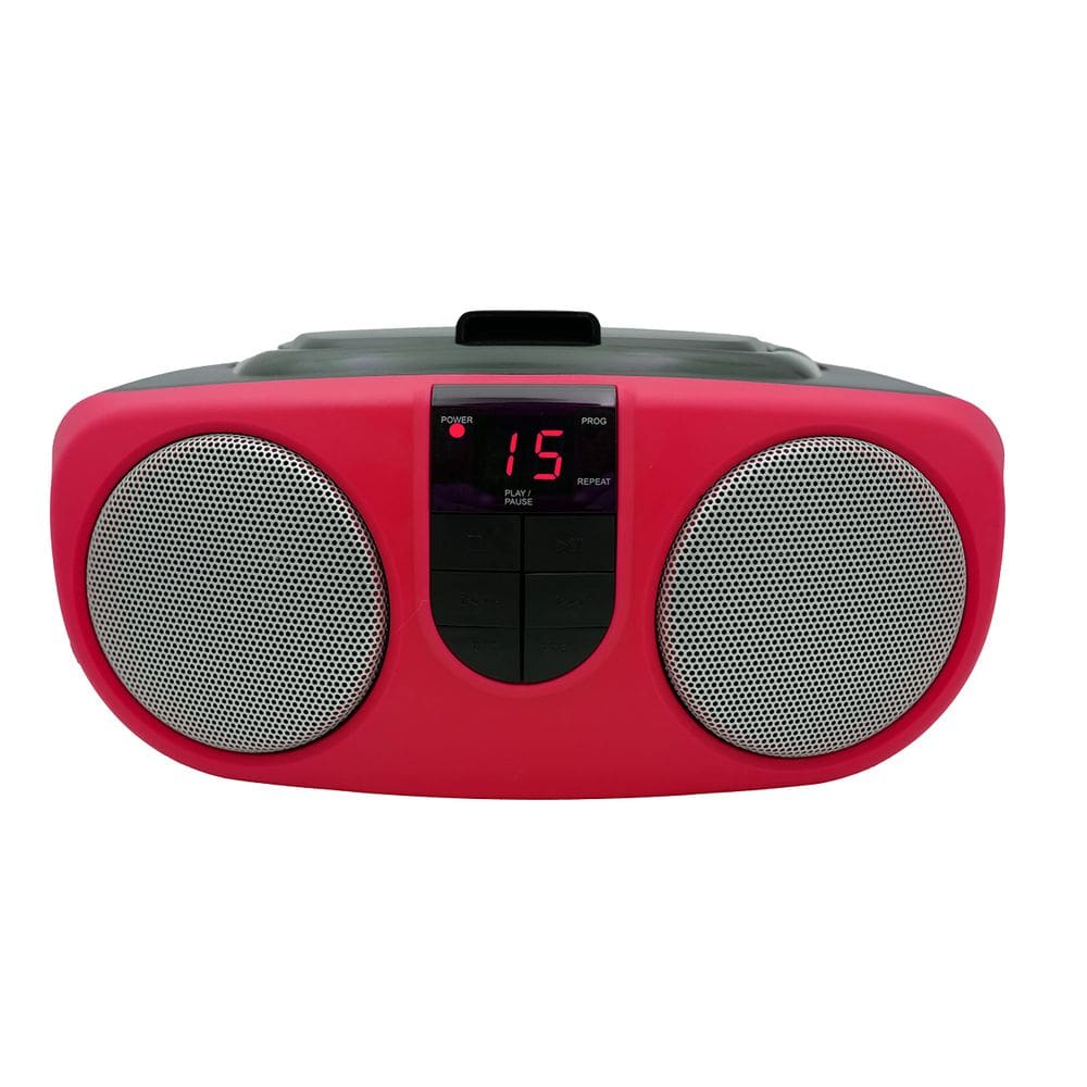 Leitor de CD portátil PROSCAN ELITE com rádio AM/FM vermelho