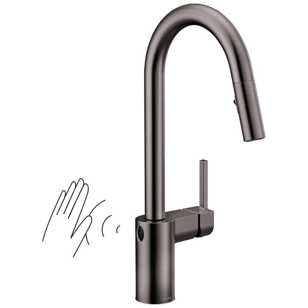 Torneira Cozinha com Sensor de Movimento e Design Moderno, Moen 7565EWBLS, Aço Inoxidável Preto