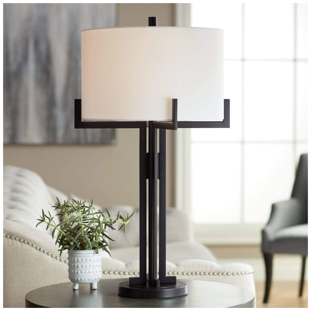 Luminária de Mesa Moderna em Metal, FRANKLIN IRON WORKS, Preto
