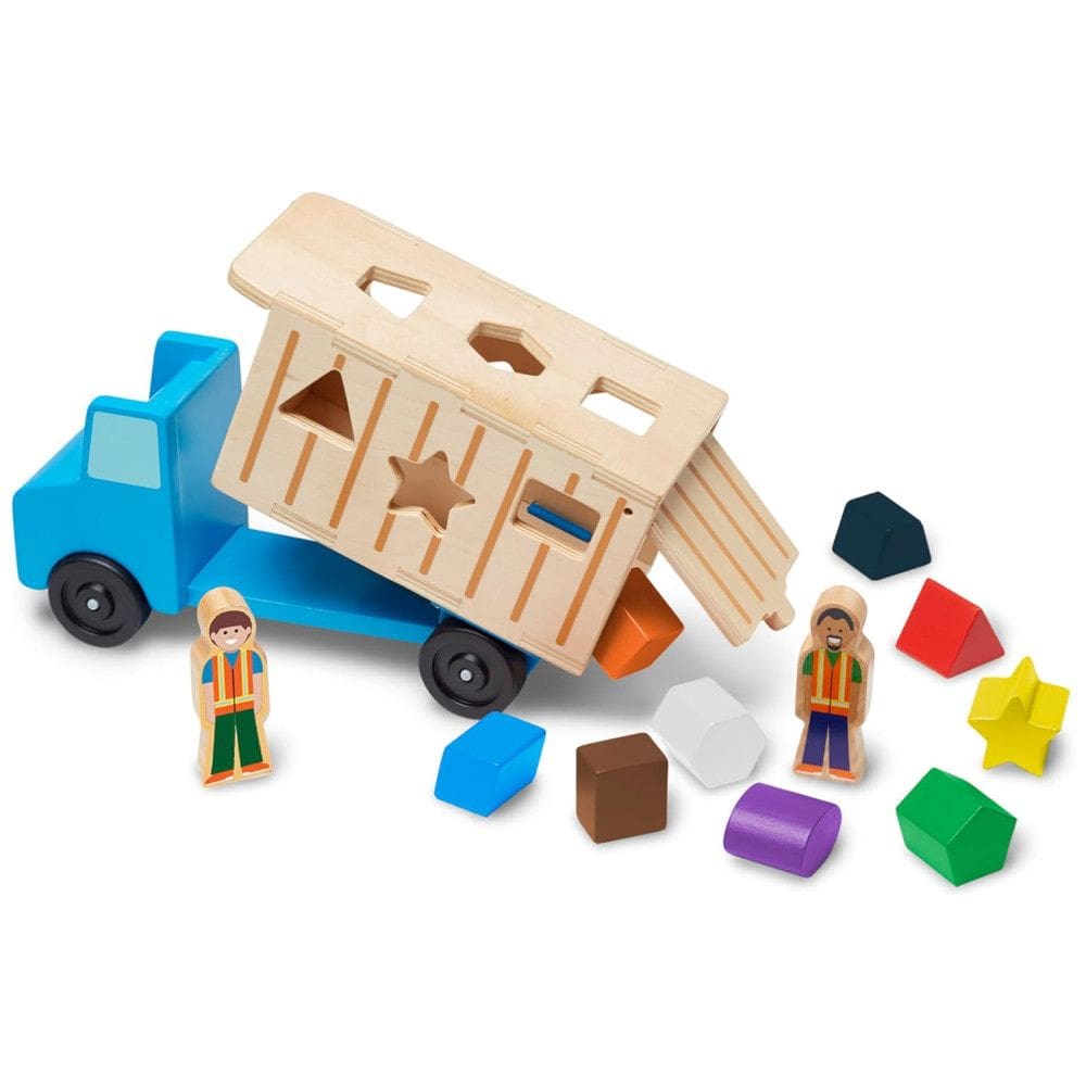 Caminhão Basculante Infantil de Madeira com Blocos de Formas Coloridas e Bonecos para Crianças Acima de 3 Anos, Melissa & Doug