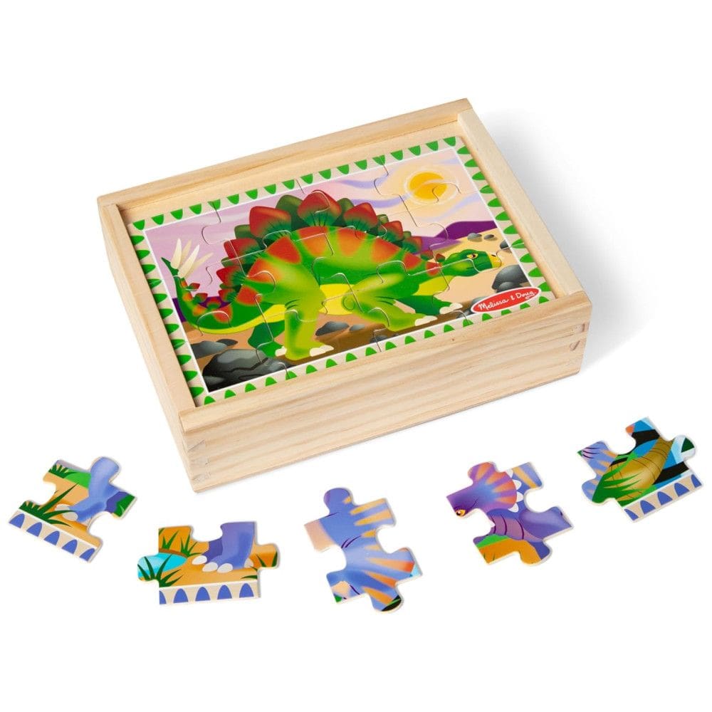 Quebra Cabeça Infantil de Madeira 4 em 1 , Tema Dinossauros com Caixa de Armazenamento e 48 Peças, Melissa & Doug
