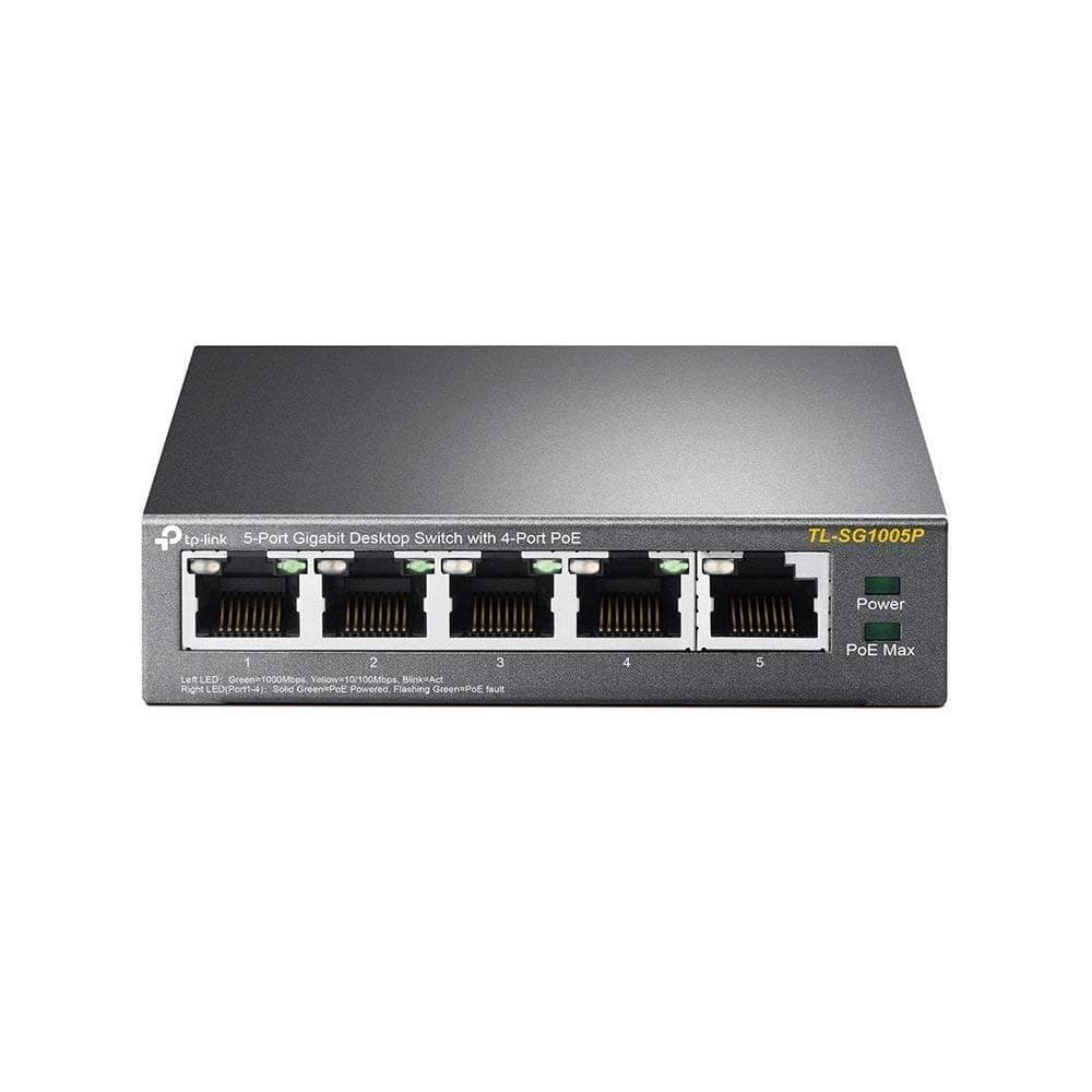 Switch Gigabit PoE TP-Link TL-SG1005P 5 portas 4 PoE+ 65W