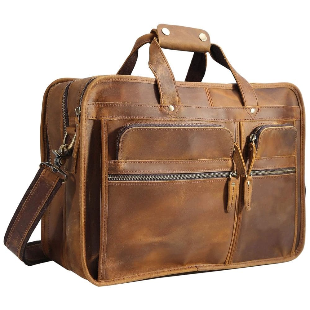 Bolsa, Maleta de Couro Masculina para Laptop, POLARE 1405, Marrom