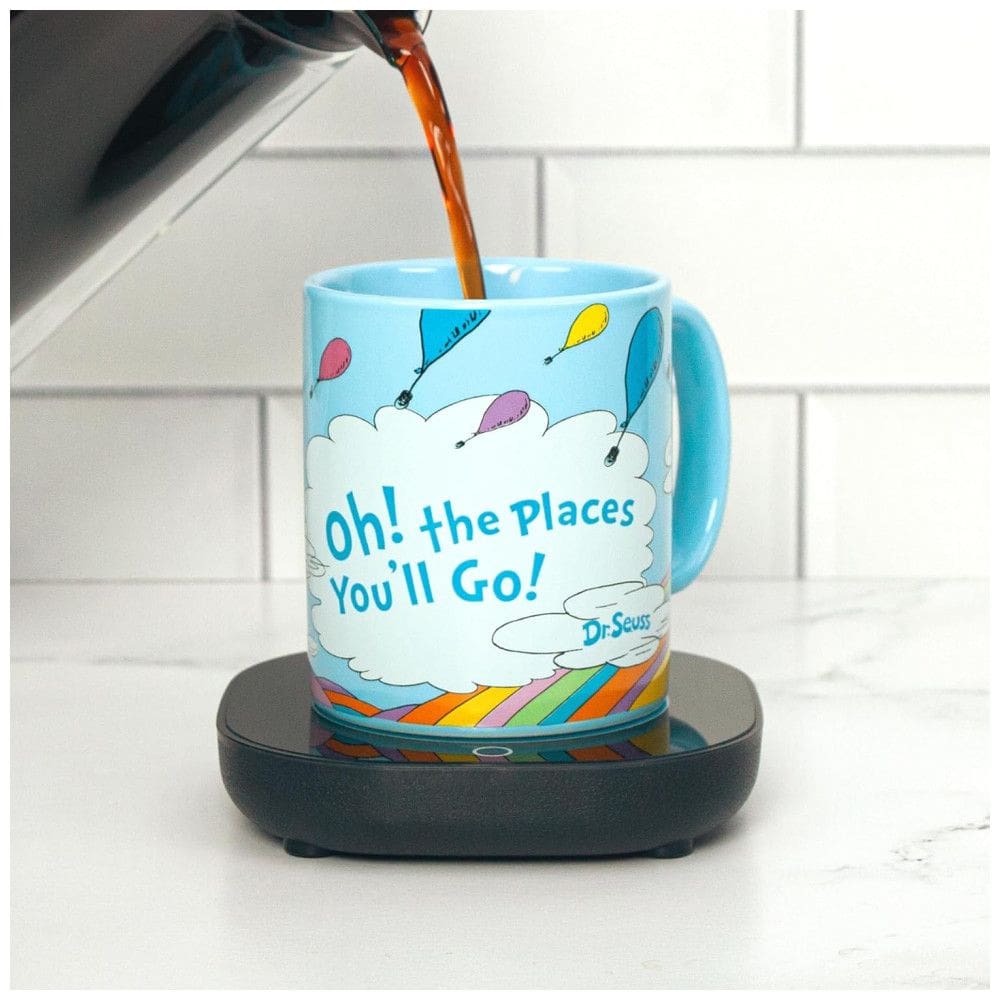 Aquecedor de Caneca, Tema Dr. Seuss Oh, The Places You`ll Go com Desligamento Automático, Inclui Caneca, 16W, Uncanny Brands, Azul Claro