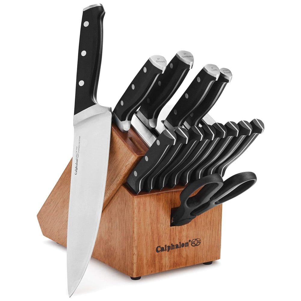 Conjunto de Facas com Afiador Embutido e Bloco de Bancada 15 Peças, CALPHALON 1932932, Preto