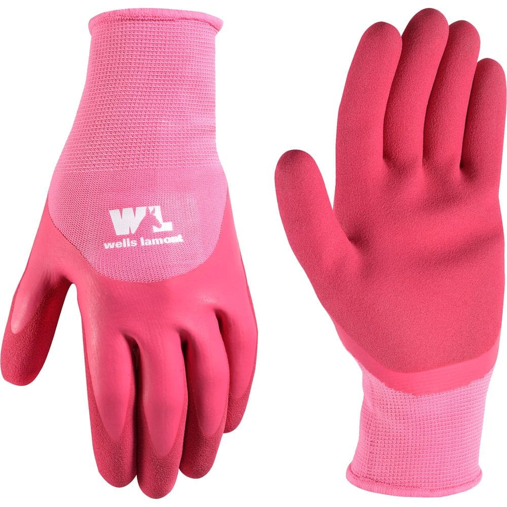 Luvas de jardinagem femininas Wells Lamont, rosa, látex pequeno