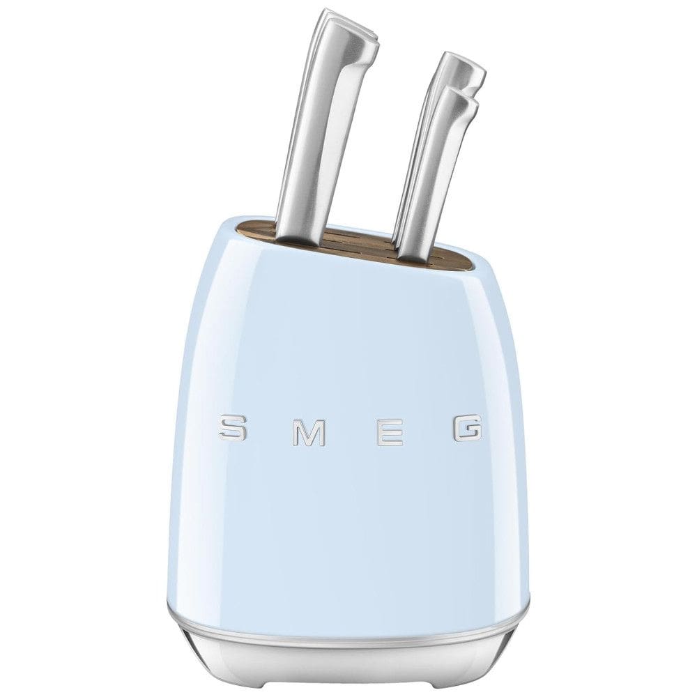 Conjunto de Facas com Bloco de Bancada 7 Peças, SMEG, Azul
