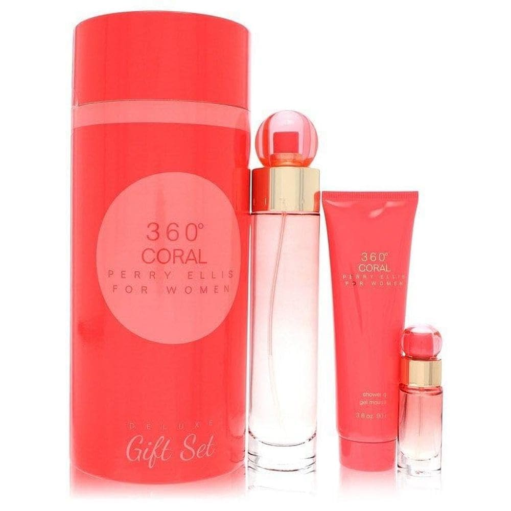 Conjunto de presentes Perfume Perry Ellis 360 Coral Deluxe para mulheres