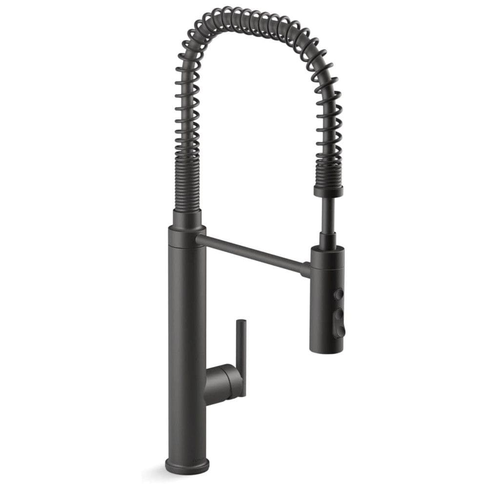 Torneira Cozinha Comercial com Pulverizador Pull Down de 3 Funções, KOHLER 24982-BL Purist, Preto Fosco