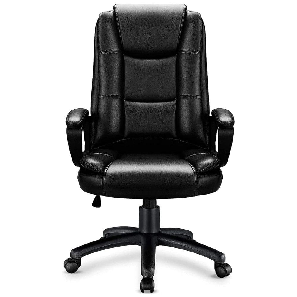 OFIKA Cadeira de Escritório Ergonômica Giratória com Apoio de Braços e Suporte Lombar Ajustável, Preta