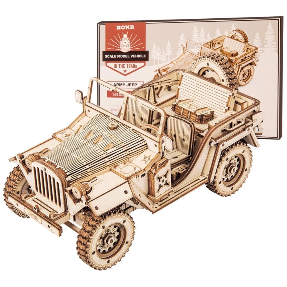 Quebra Cabeças 3D em Madeira para Adultos, Escala 1:18, Tema Carro Mecânico do Século XIX com 369 Peças, ROKR MC701