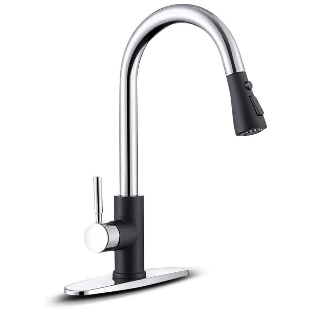 Torneira Cozinha com Pulverizador de Aço Inoxidável Punho Único, Um ou Três Furos, WEWE, Cromada e Preta