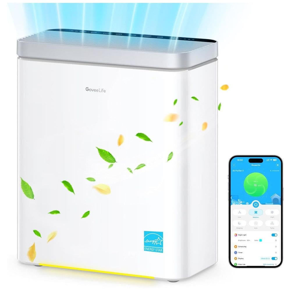 Purificador de Ar 3 em 1, para Ambientes até 97m² com Modo de Suspensão Hepa, Controle por APP e Alexa, 110V, GoveeLife H712C