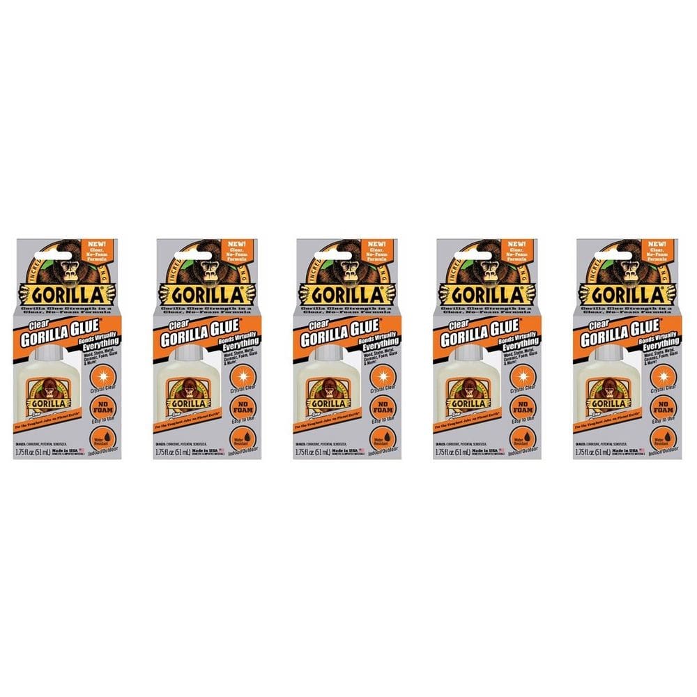 Glue Gorilla Clear, frasco de 50 ml, pacote com 5