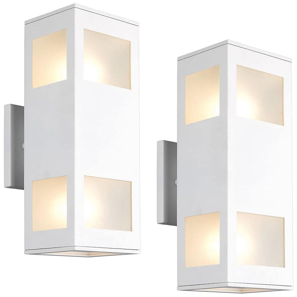 Arandela Luminária Moderna Externa de Parede à prova dágua com Base E26, 2 Unidades, Branca, HARRIET, Branco