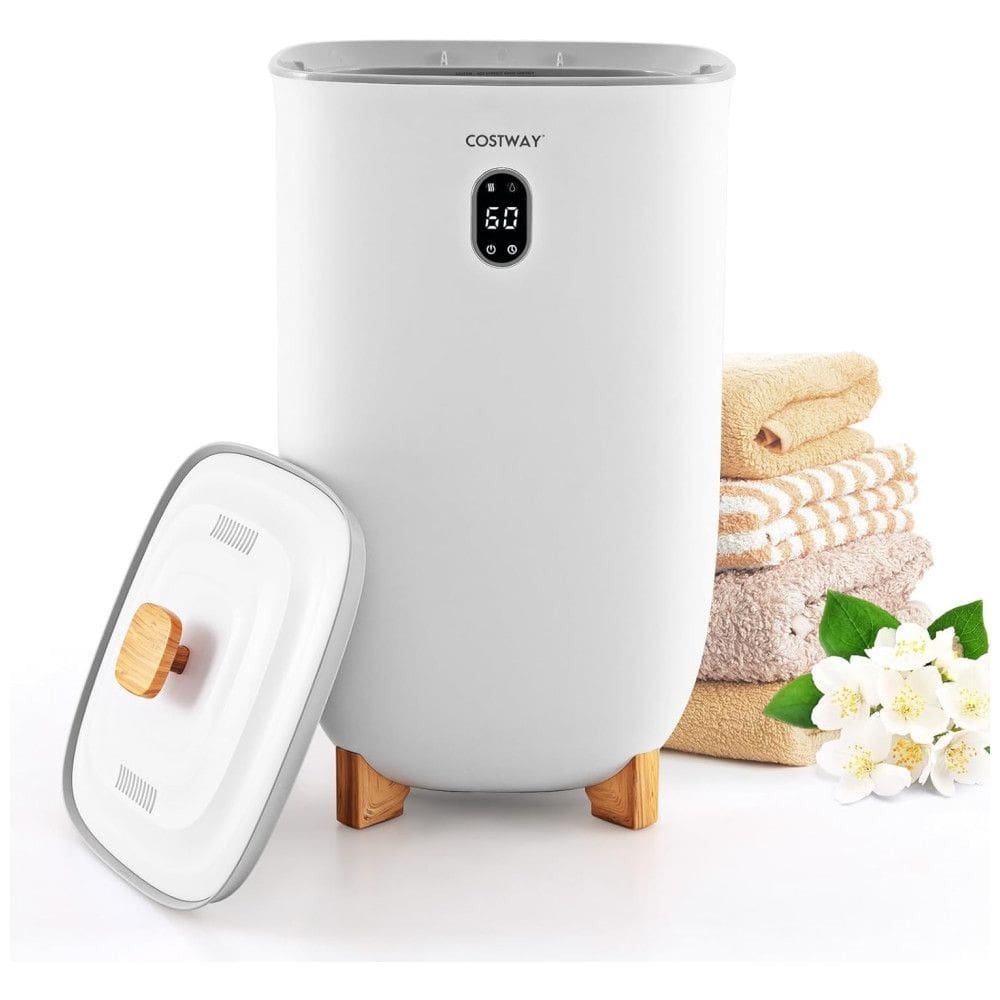 Aquecedor e Secador de Toalha Elétrico 35L com Desligamento Automático, Temporizador Ajustável e Suporte para Disco Perfumado