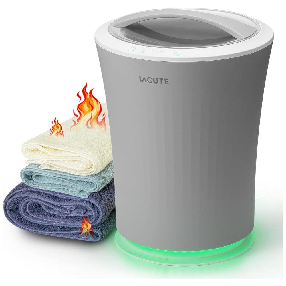 Aquecedor de Toalha Elétrico 20L com Desligamento Automático, Temporizador de 3 Níveis, Alarme de Aviso e Luz RGB, 110V, Lagute, Cinza