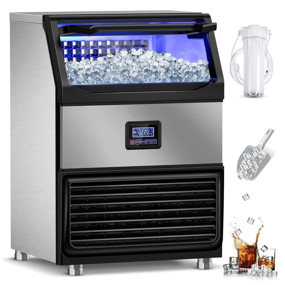 Máquina de Gelo Profissional, Produz 158 kg em 24H com Armazenamento de 34 kg, Autolimpeza e Acessórios Inclusos, 110V 750W, RAPSUAR
