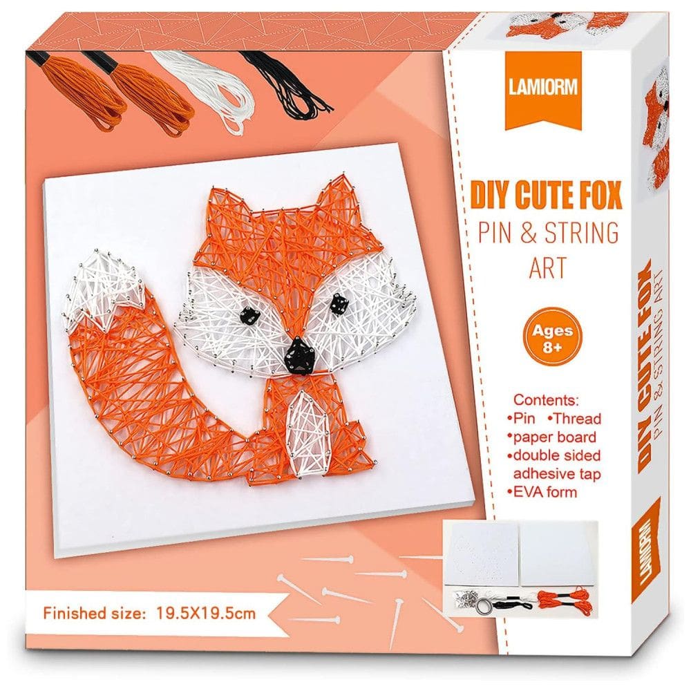 Kit Faça Você Mesmo DIY Raposa de Linhas, Idade Recomendada 9 ou mais, LAMIORM SAK 001, Vermelho